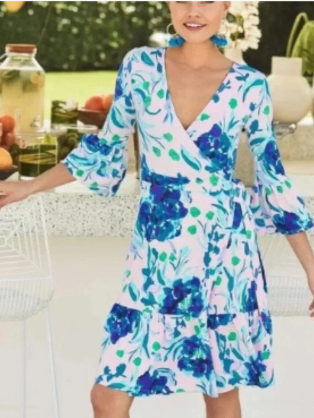 Lilly Pulitzer Pink Floral Midi Dress with Blue & Green Print - Picture 2 of 14